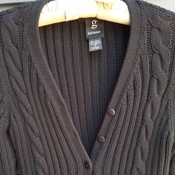 Y2K Black Ribbed Q knitwear Midi/Maxi Cardigan Sweater Size Med - Picture 3 of 9